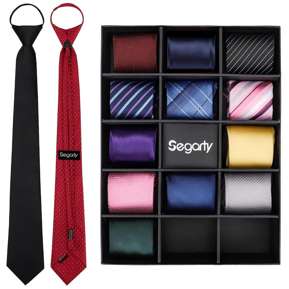 Men's Necktie Set, 14 Pcs Jacquard Extral Long Neck Ties for Big and